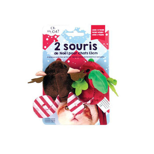 Lot de 2 souris de Noël pour chat