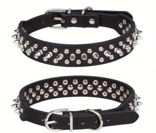 Collier en cuir à pointes XXL